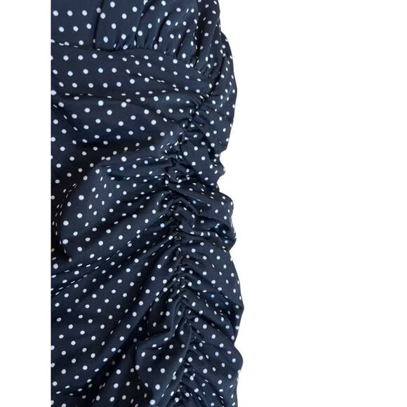 Lane Bryant Black & White Polka Dot Ruched Halter Bathing Suit - Size 18 - Picture 6 of 13